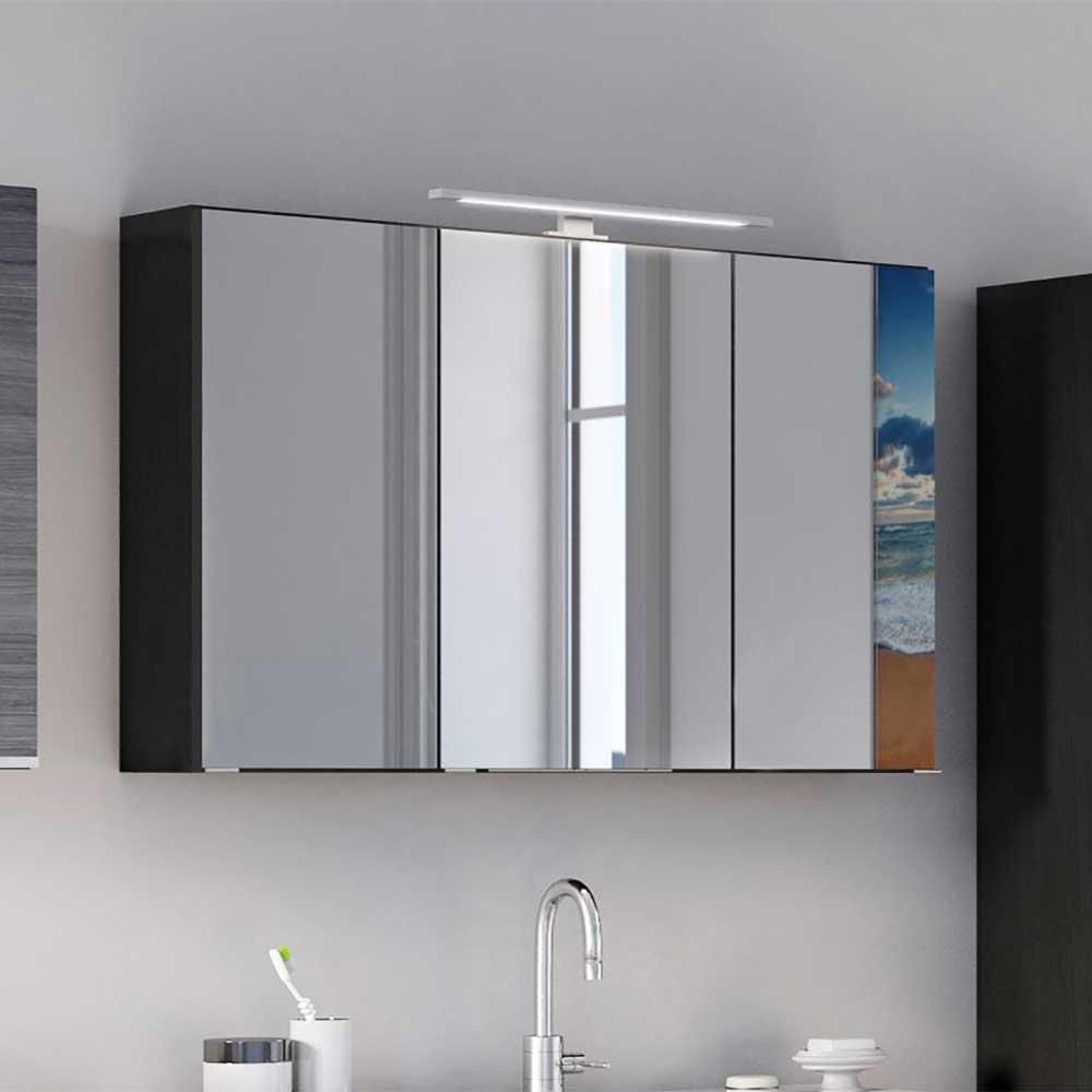 Badezimmer Spiegelschrank Viaco in Grau mit dunkel LED Beleuchtung