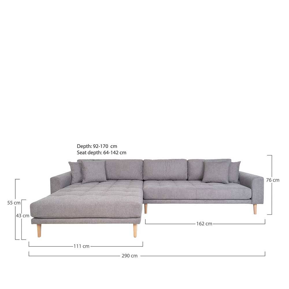 Webstoff Sofa Andrys im Skandi Design mit Vierfußgestell aus Holz