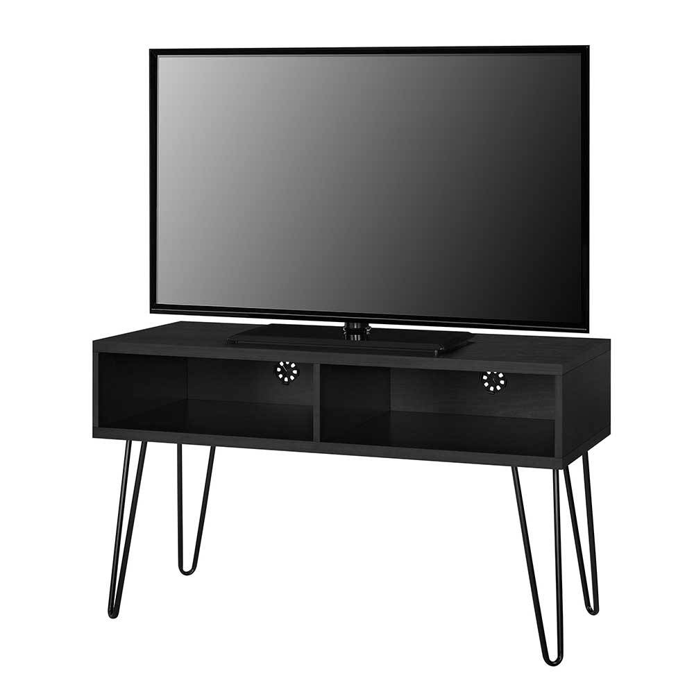 TV Board Gazona mit Metall Hairpin Gestell in Schwarz