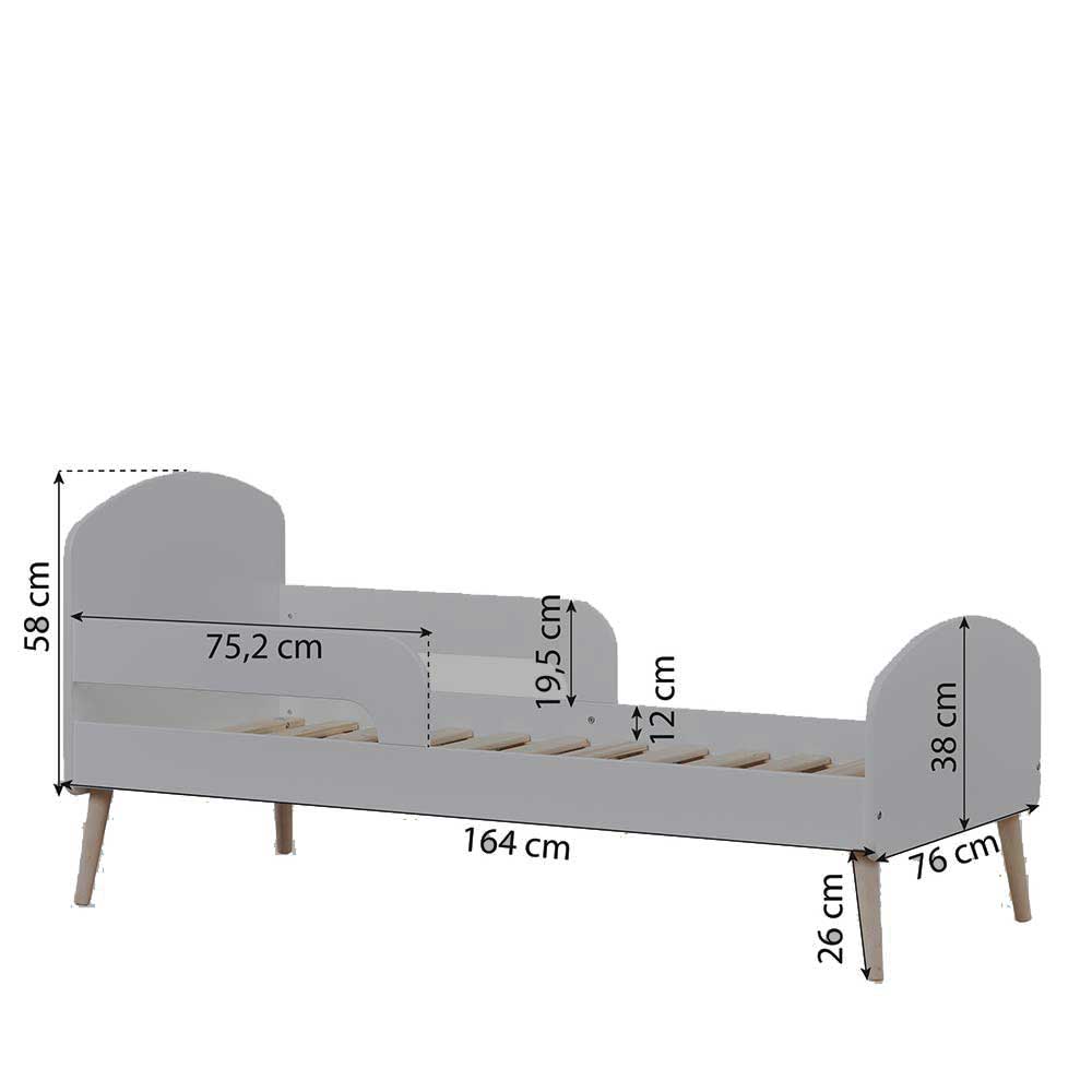 Kinderbettchen Jendrics mit Vierfußgestell aus Holz in Hellgrau