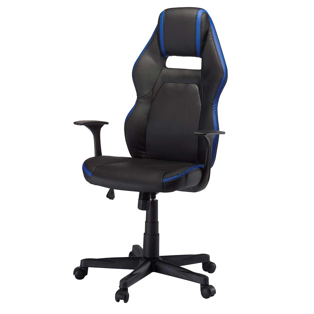 Verstellbarer Gaming Stuhl Lania in mit Blau Schwarz hoher Lehne 