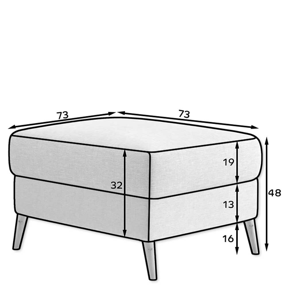 Couchhocker Bastiona mit Vierfußgestell aus Holz und Schaumstoffpolsterung