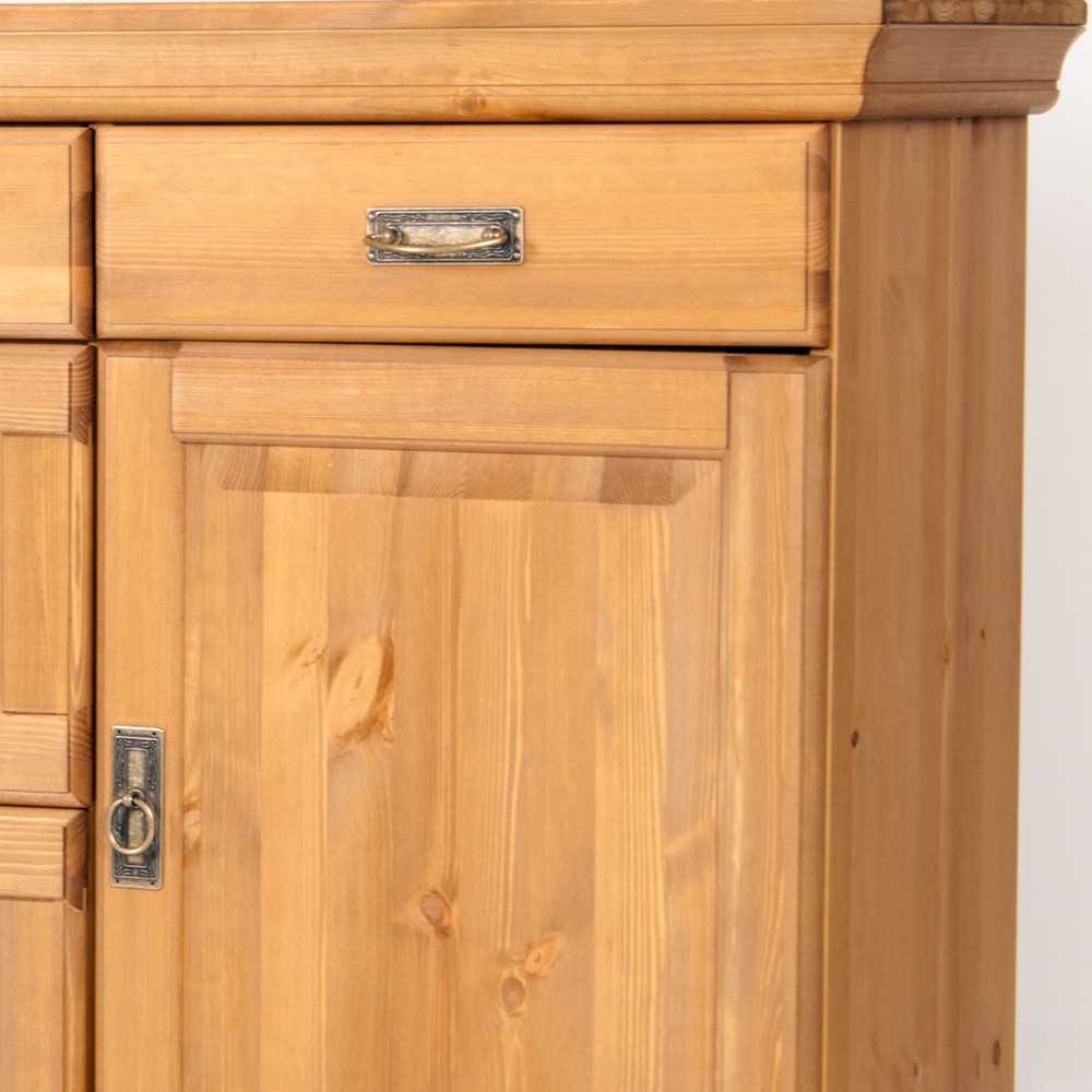 Buffetschrank Kiefer Viscinas 168 cm hoch mit Glastüren