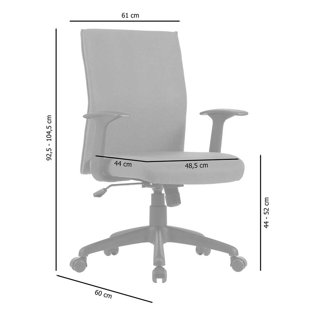 Bürostuhl Piranav in Schwarz mit höhenverstellbarem Sitz