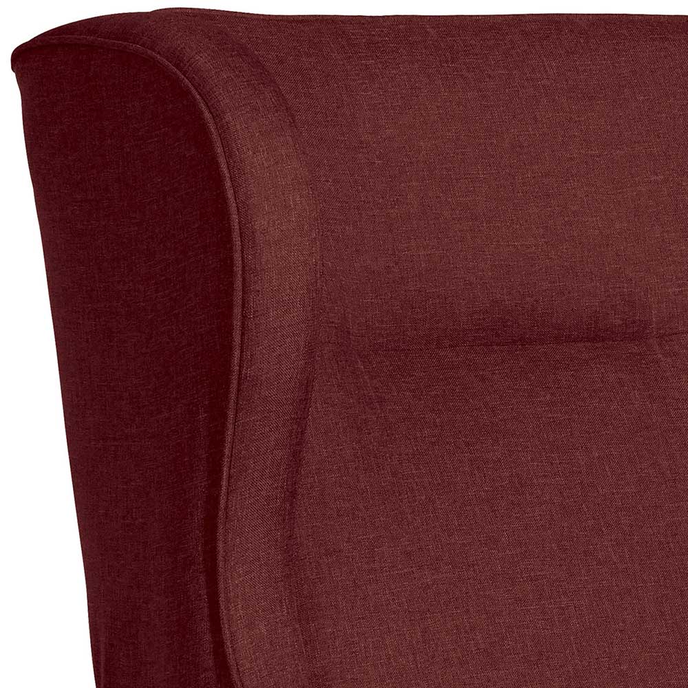 Roter Kaminsessel Calura in modernem Design auch mit Hocker bestellbar