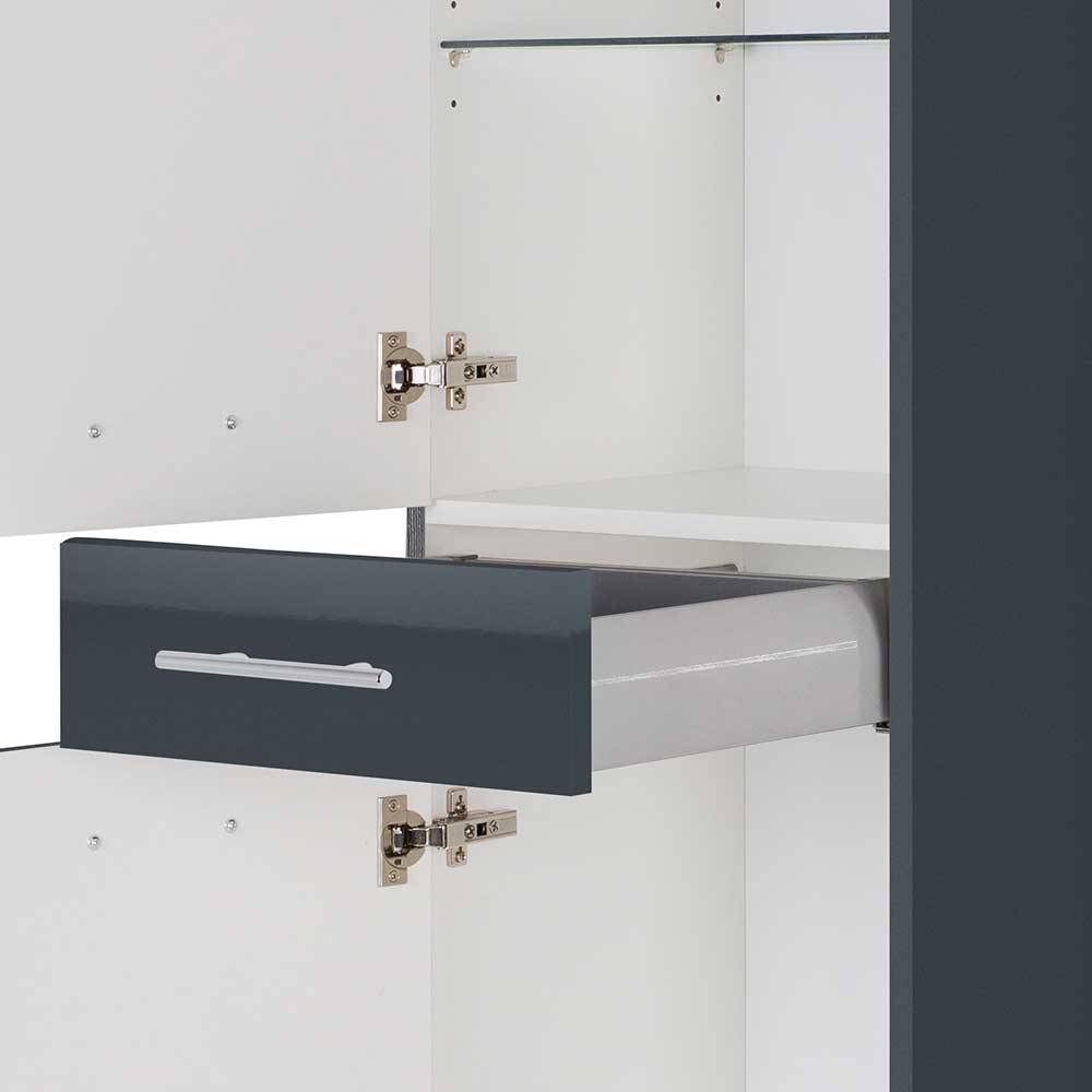 Hochglanz Badschrank Adrerra in Anthrazit mit Soft Close