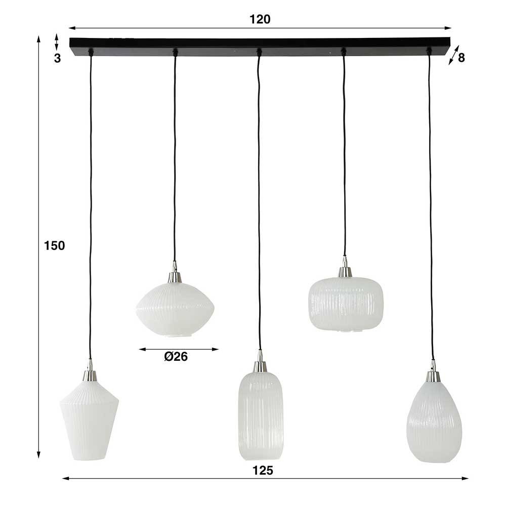 Hängelampe Juvaran aus Glas mit Rillen Muster