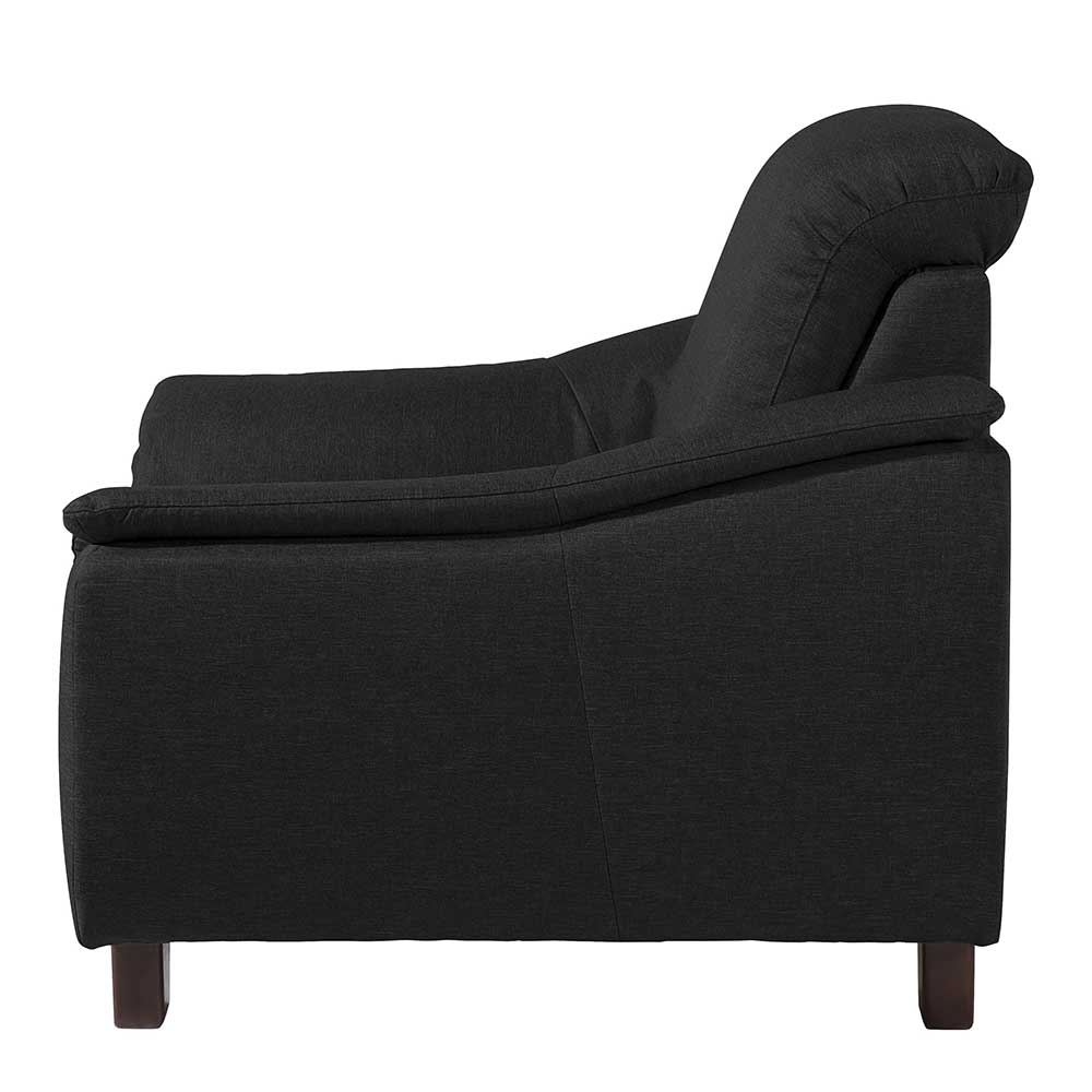 Wohnzimmer Sessel Fernandez in Schwarz aus Flachgewebe