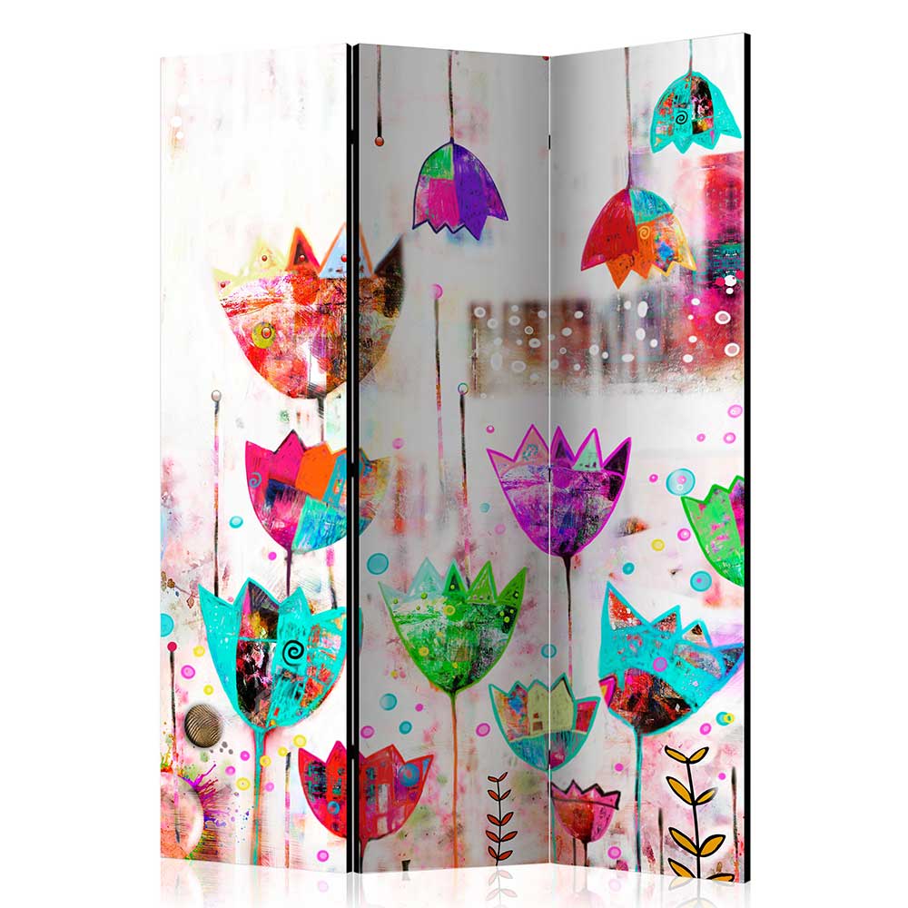 Umkleide Wand Ettrico mit buntem Blumen Motiv 135 oder 225 cm breit