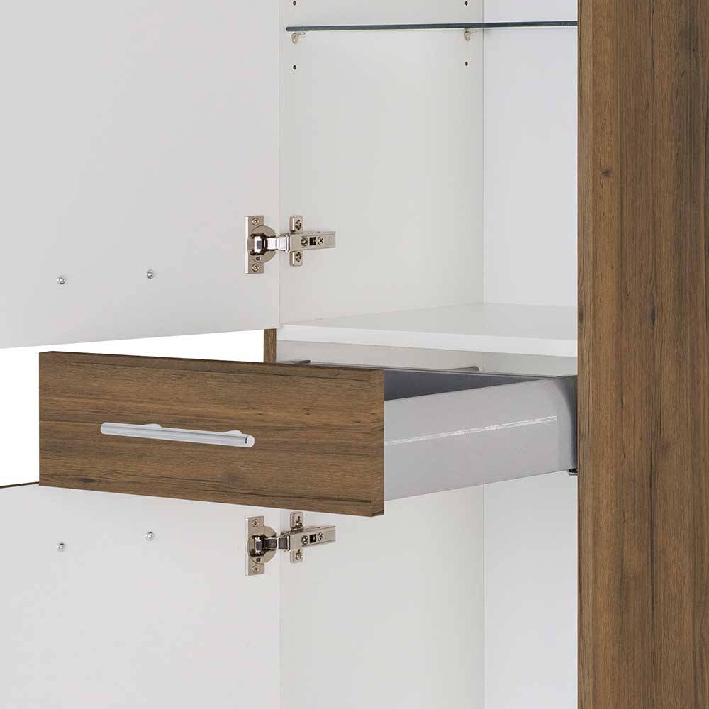 Hoher Badschrank Systrem in Eiche dunkel mit Soft Close