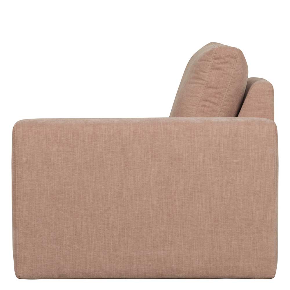 Rosa Einsitzer Modul Couch Oktamian aus Webstoff mit Armlehne rechts