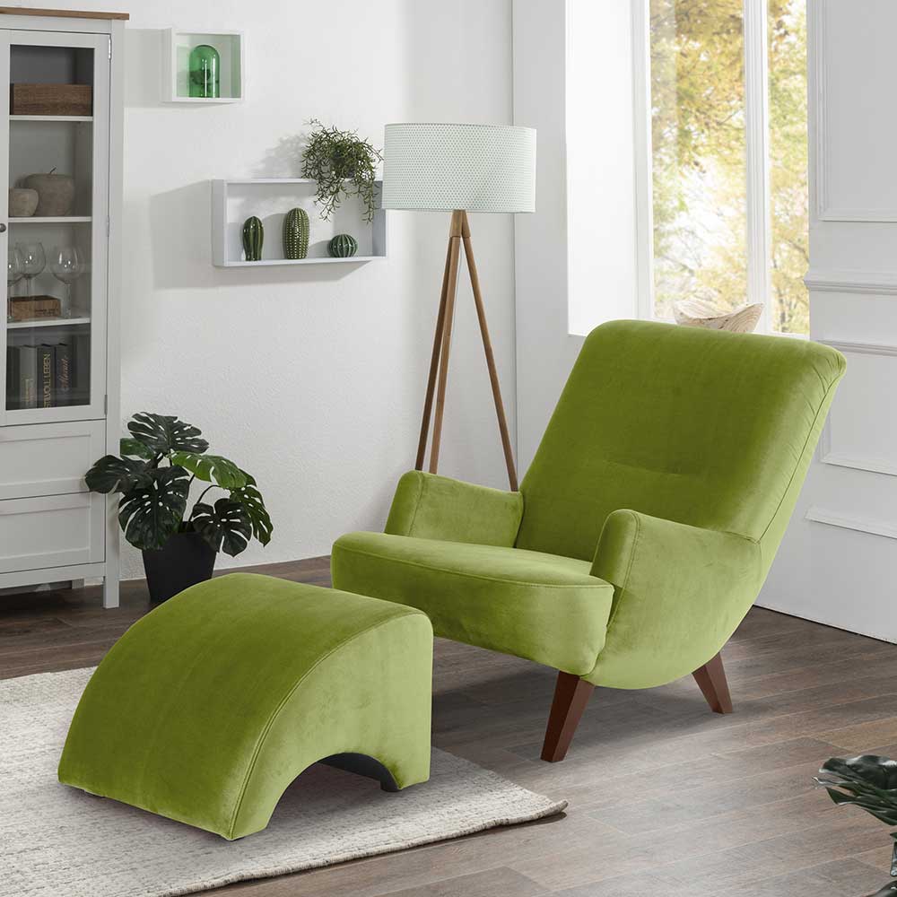 Samtvelours Relaxfernsehsessel Dadra in modernem Design mit 56 cm Sitztiefe