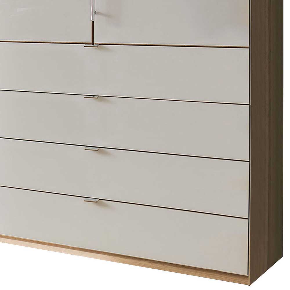 Falttüren Schlafzimmerschrank Cnutria in Beige und Eiche Bianco Made in Germany