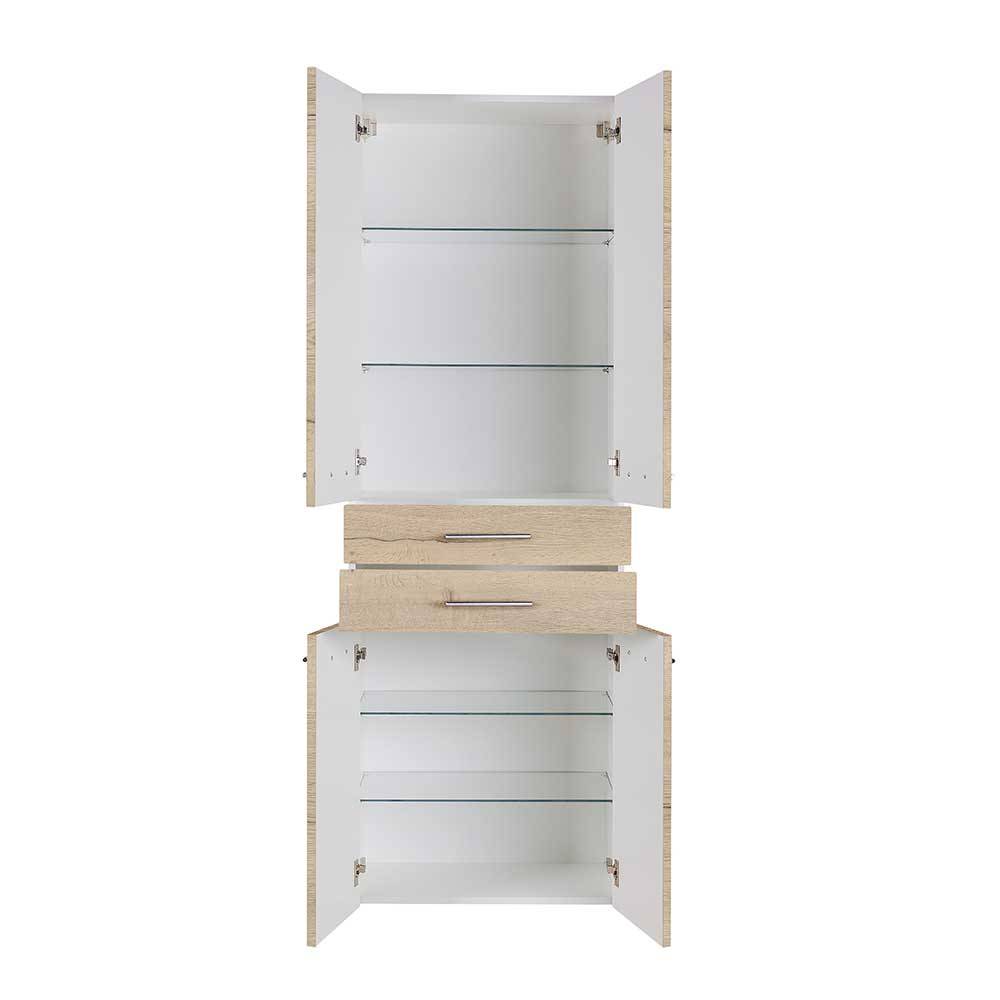 Badezimmer Hochschrank Venusto in Eichefarben 60 cm breit