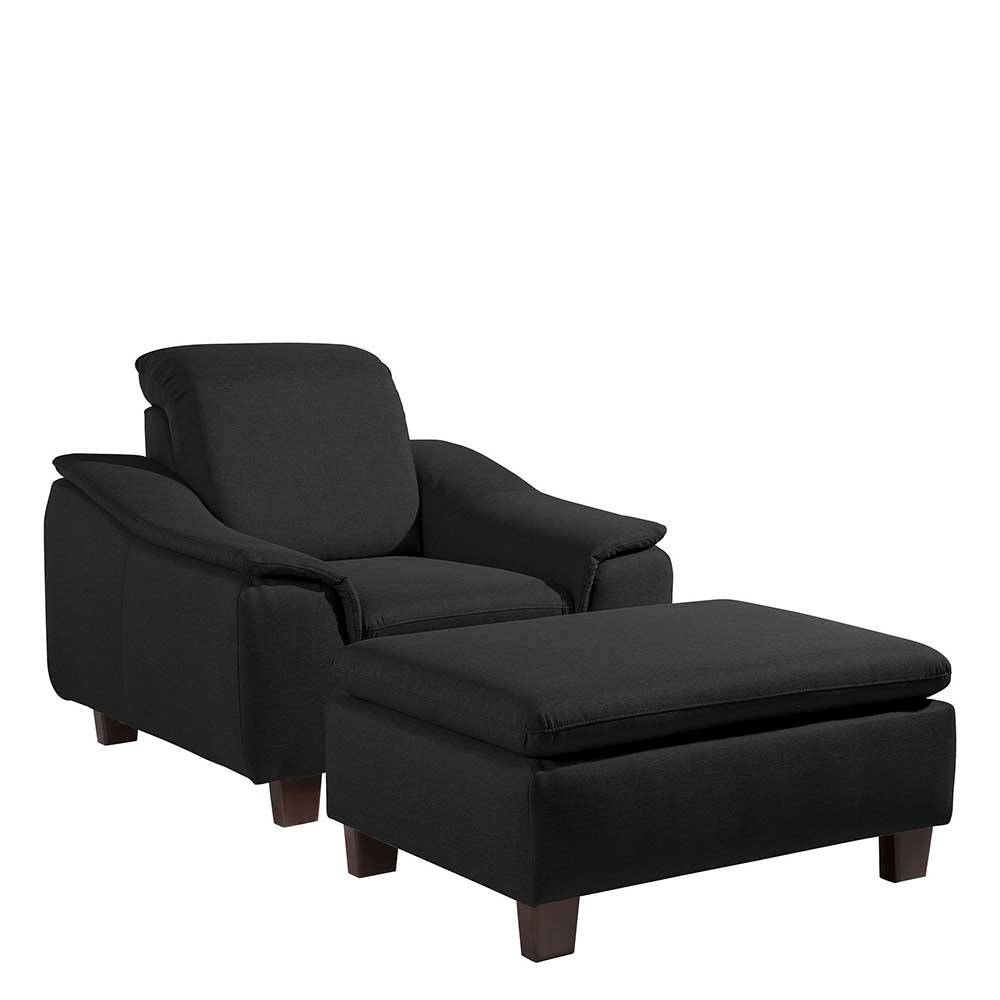 Wohnzimmer Sessel Fernandez in Schwarz aus Flachgewebe