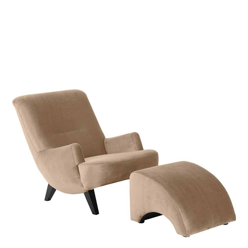 Lesesessel Euphonia in Beige Samtvelours - modernes Design Pharao24