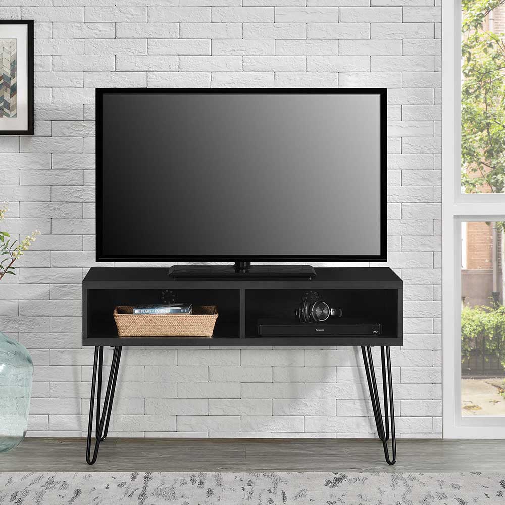 TV Board Gazona mit Metall Hairpin Gestell in Schwarz