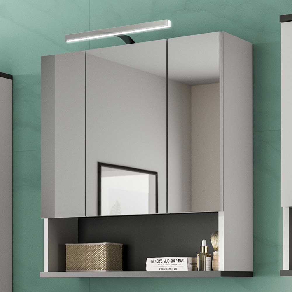 Spiegelschrank in Weiß & Lucca cm 60 breit Badezimmer Anthrazit