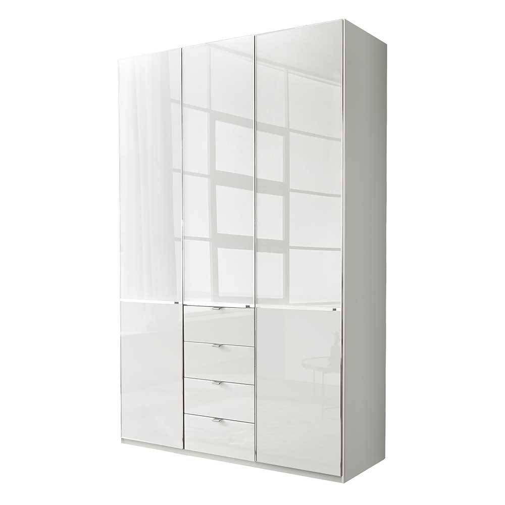 Kleiderschrank in Weiß Bean Front glasbeschichtet und 149 cm breit