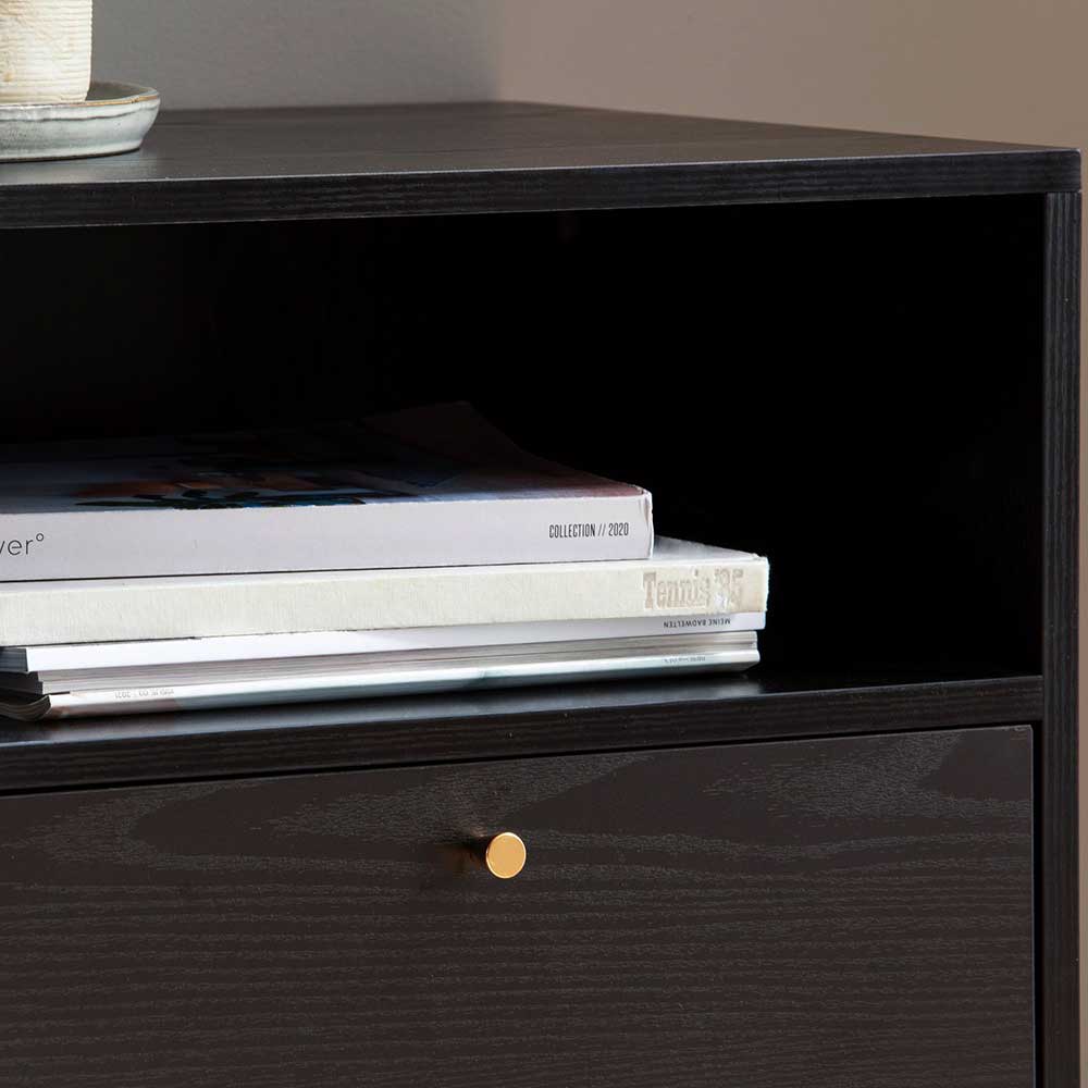 Sideboard Hammuel in Schwarz mit Metallgriffen