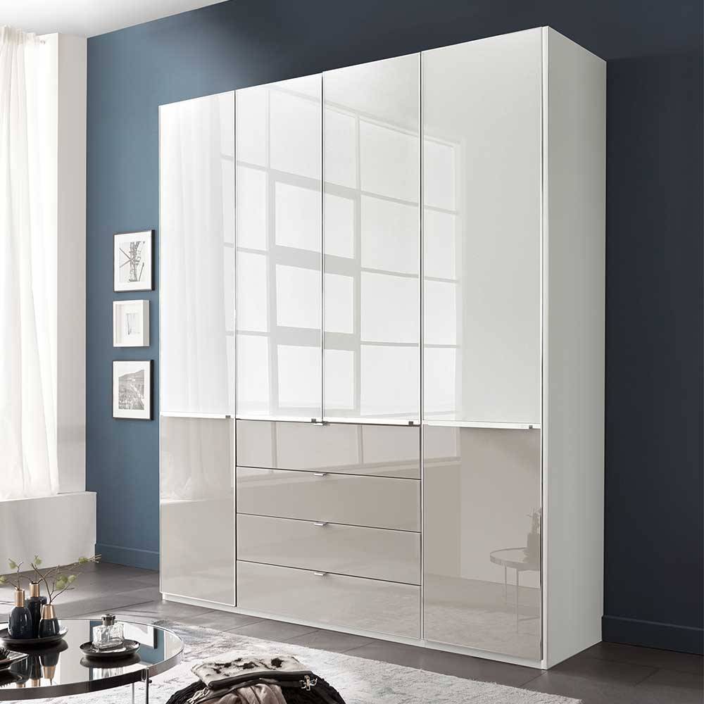 Schlafzimmer Schrank modern Latina Front glasbeschichtet mit vier Schubladen