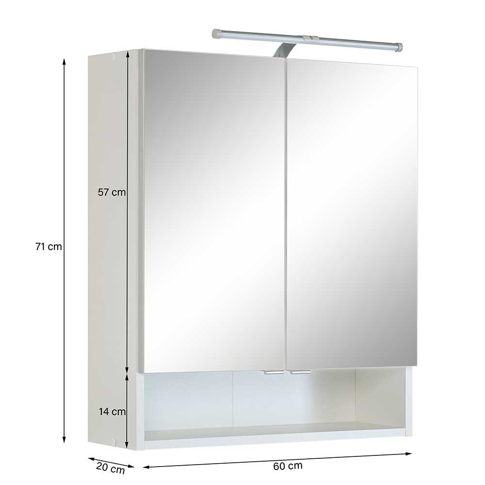 Weiße Bad Kombination Vadoria 85 cm breit mit LED Spiegelschrank (dreiteilig)