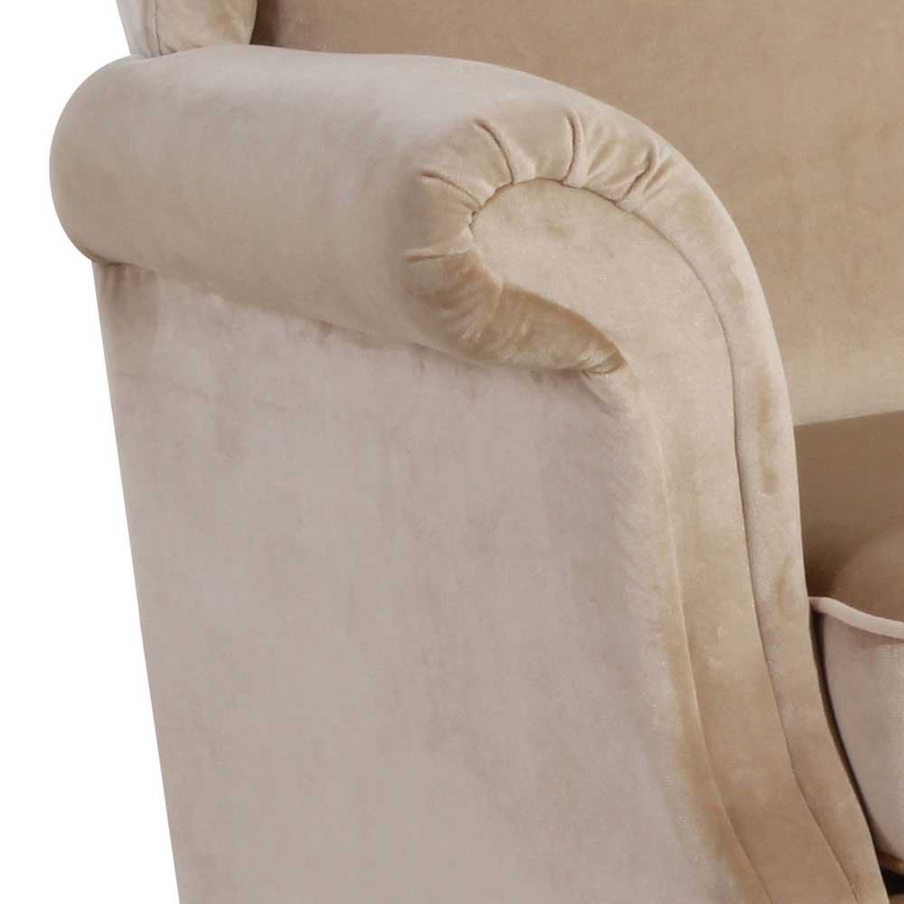 Landhausstil Ohrenbackensessel Useda in Beige mit 49 cm Sitzhöhe