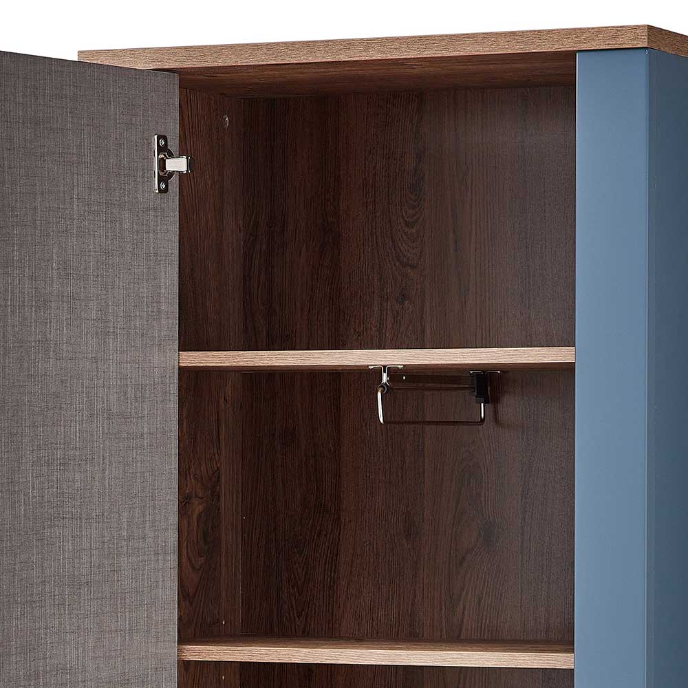 Landhausstil Flurschrank Fanci in Blau und Eiche dunkel NB