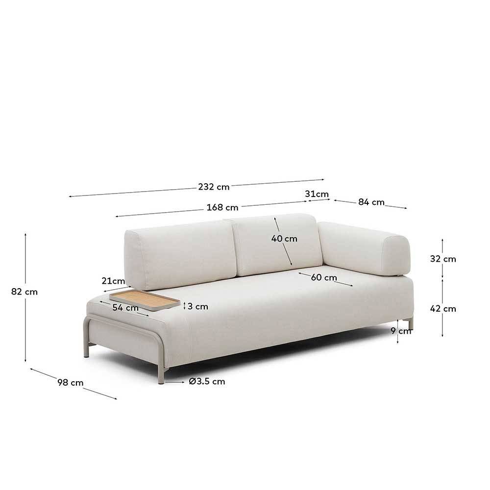 Wohnzimmer Sofa Vivo in Beige mit abnehmbarem Stecktisch