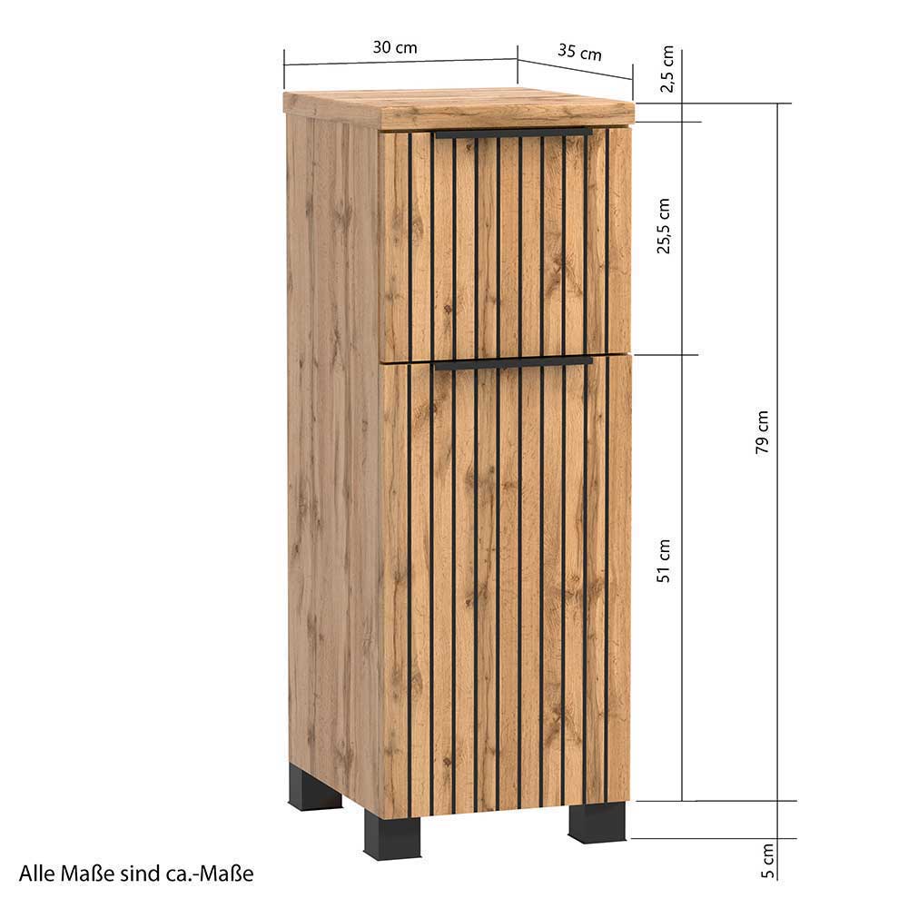 Waschplatz Set hängend und stehend Cadama in Wildeiche NB 47 cm tief (vierteilig)