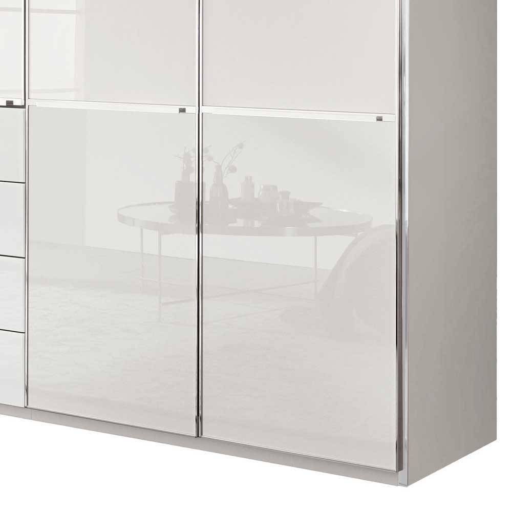 Schlafzimmerschrank weiß Bean Front glasbeschichtet mit acht Schubladen