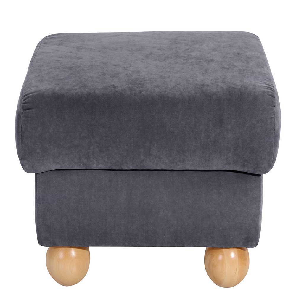 Sessel optional mit Hocker Ricana in Anthrazit aus Velour