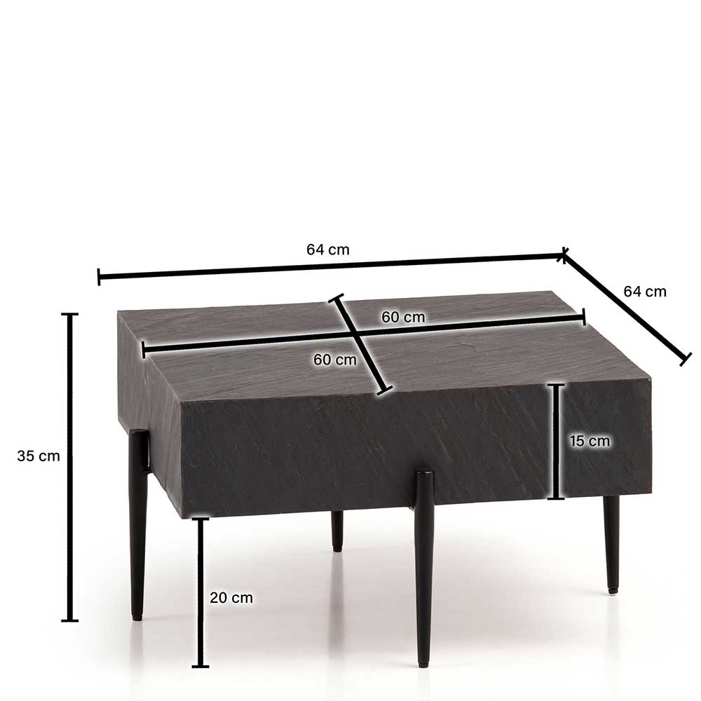 Quadratischer Couchtisch Bakina in Steinoptik beschichtet 64 cm breit