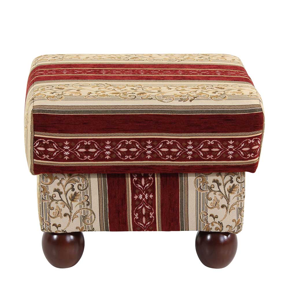 Hocker zum Sessel Curtus in Rot - Beige gestreift 54 cm breit