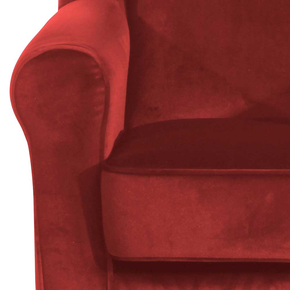 Landhausstil Wohnzimmer Sessel Toulouse in Ziegel Rot mit 49 cm Sitzhöhe