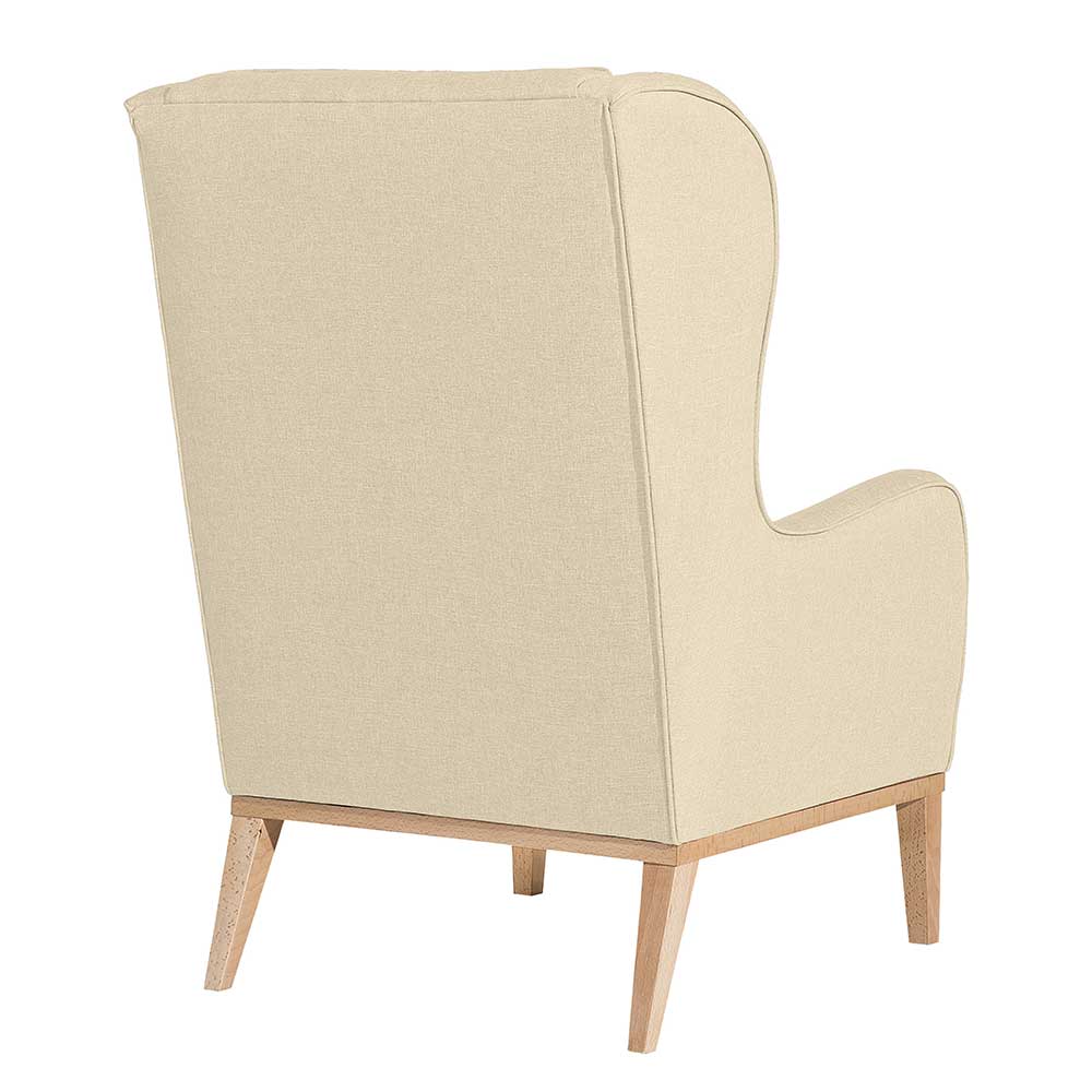 Polstersessel Beige Akura in modernem Design wahlweise mit Hocker