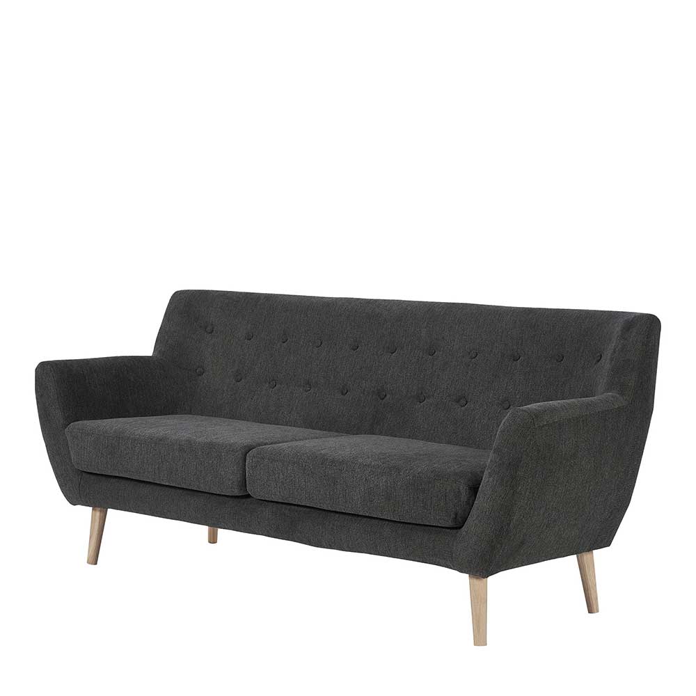 Dreisitzer Sofa Vajohara in Dunkelgrau im Retrostil