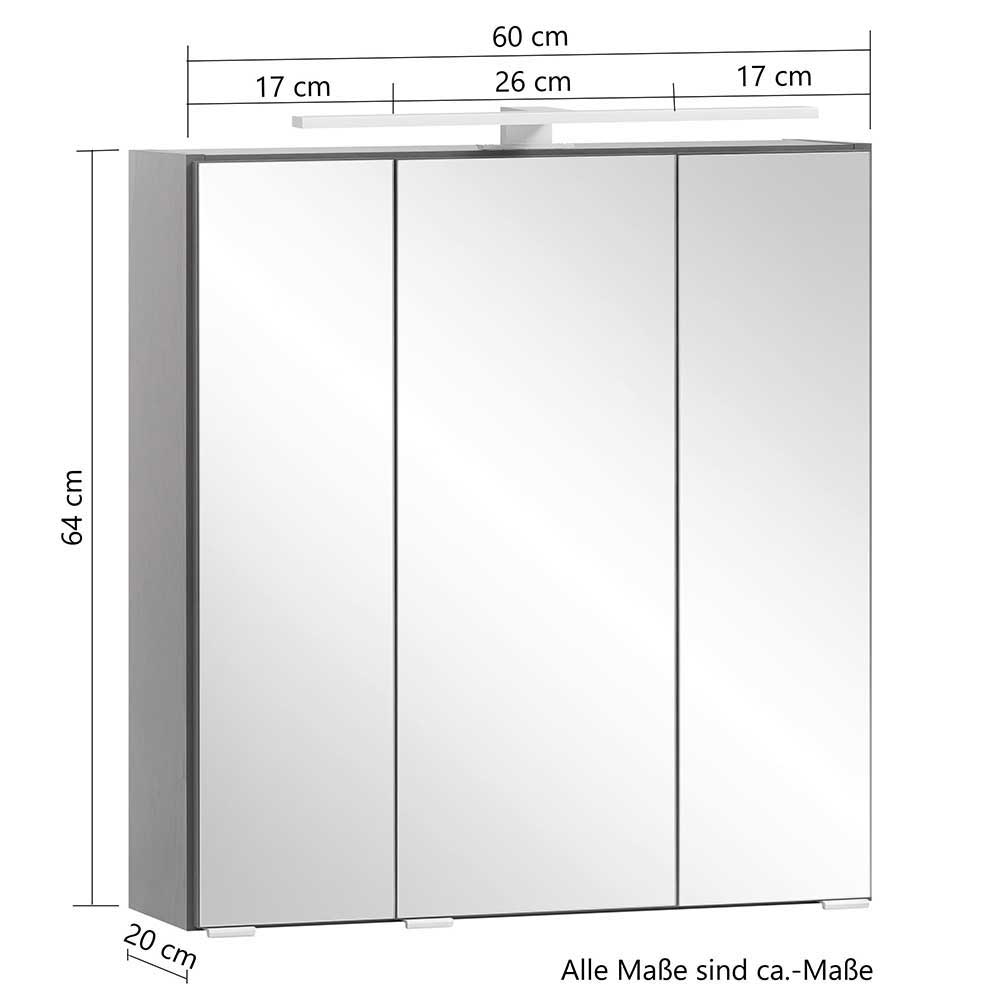 Badezimmermöbel-Set modern Pegruan mit LED Beleuchtung 52 cm tief (dreiteilig)