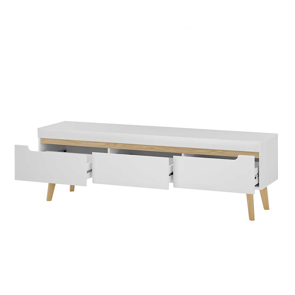 TV Wohnwand Jasturian 134 cm hoch im Skandi Design (dreiteilig)