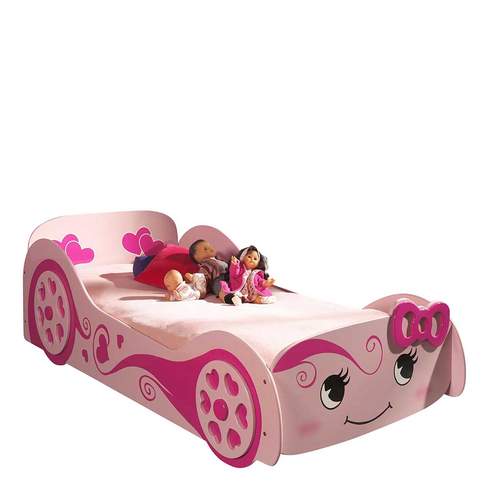 Kinderbett Talenda in Pink und Rosa in Auto Form