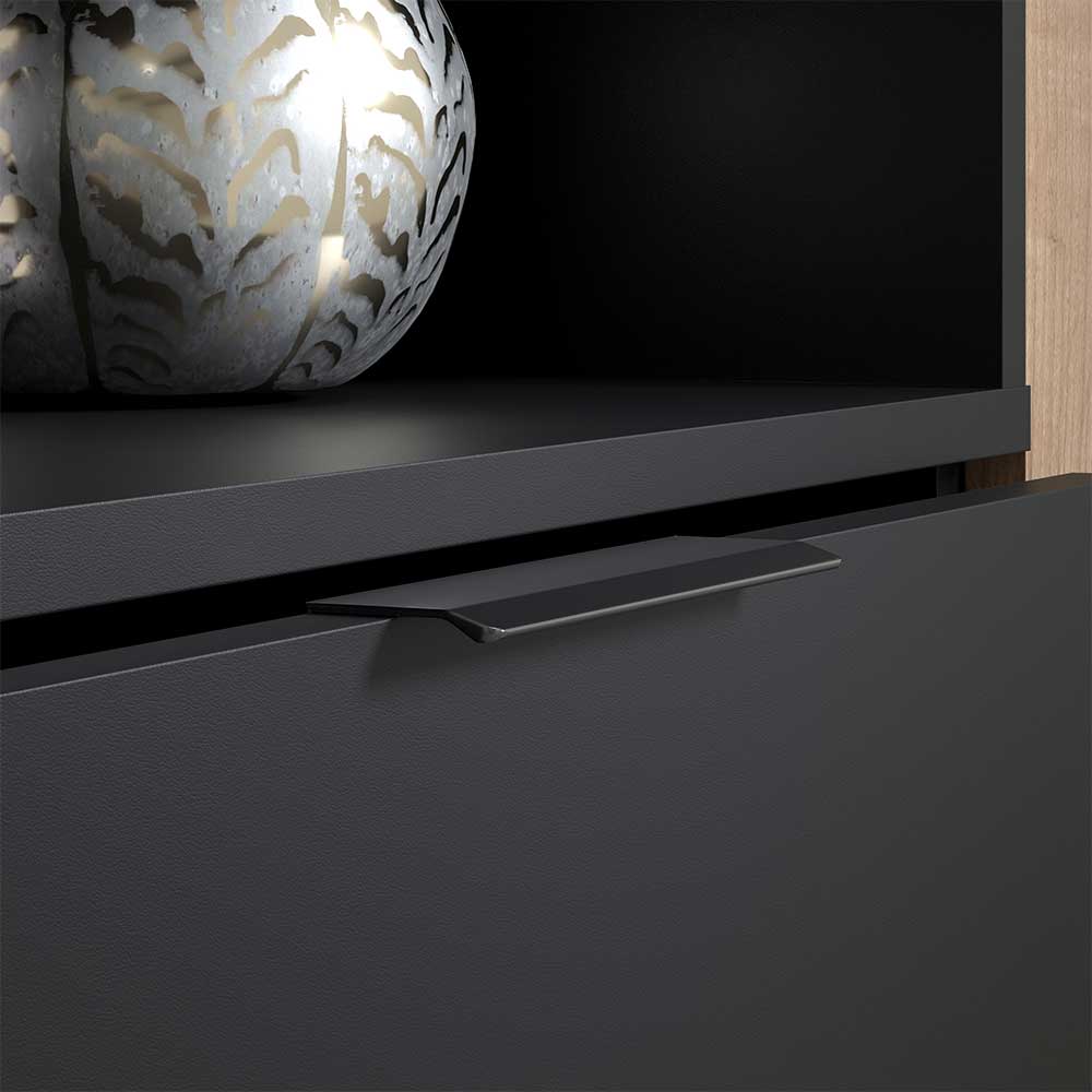 Highboard Acadonia in Eiche dunkel und Schwarz 140 cm hoch