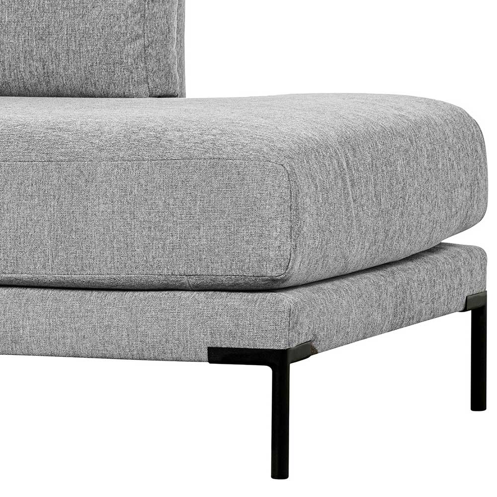 Modul Sofa Chaiselongue Kahilke in Hellgrau mit Vierfußgestell aus Metall