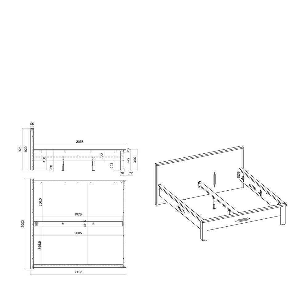 Schlafzimmer komplett Dionada im Landhausstil in Pinie Weiß (vierteilig)