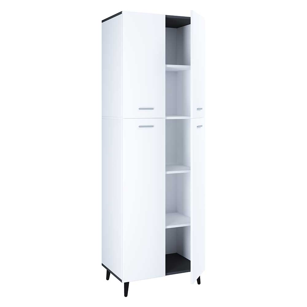 Wäscheschrank Nua in Weiß und Anthrazit 184 cm hoch