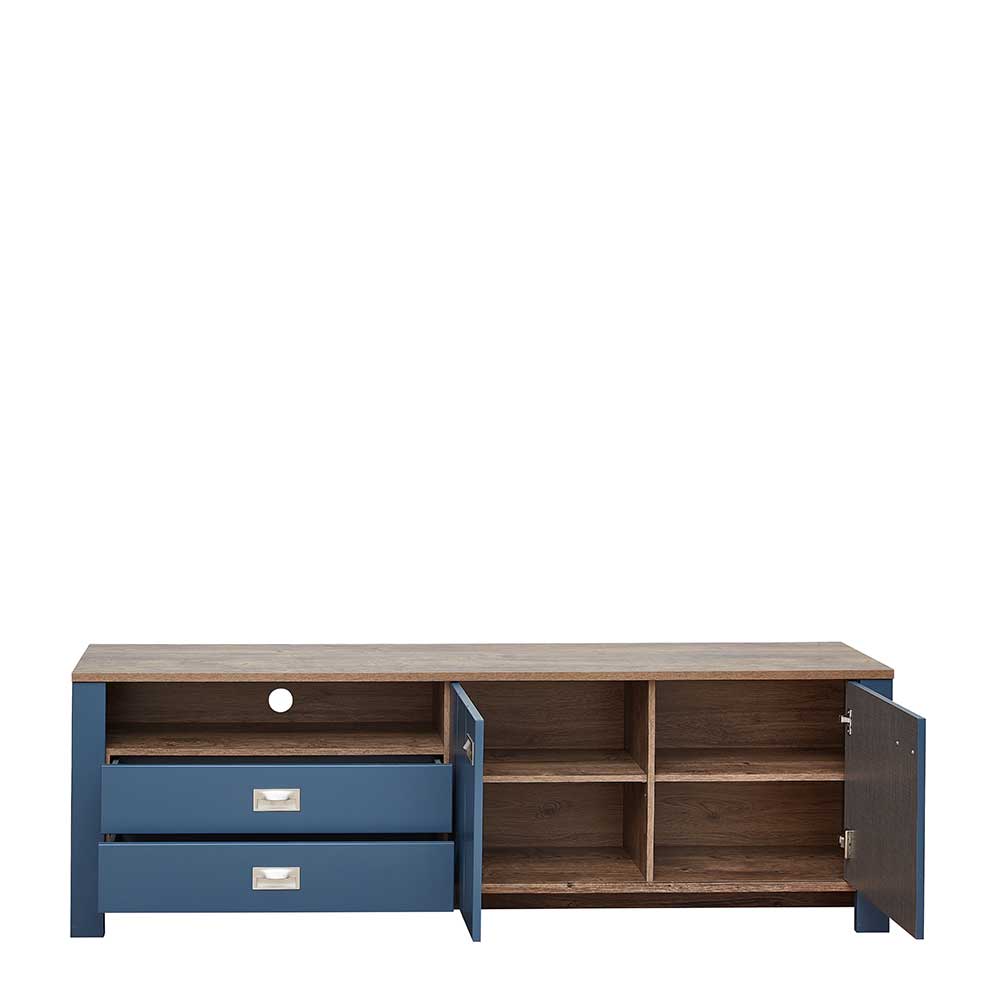 Landhausstil Fernseh Unterschrank Fanci in Blau 194 cm breit