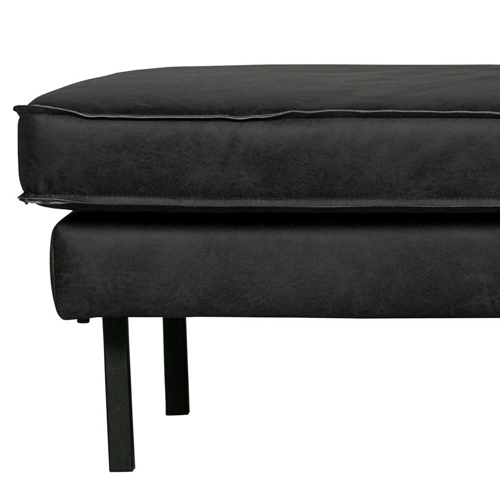 Dreisitzer Couch Lonzavez in Schwarz Recyclingleder im Retro Look