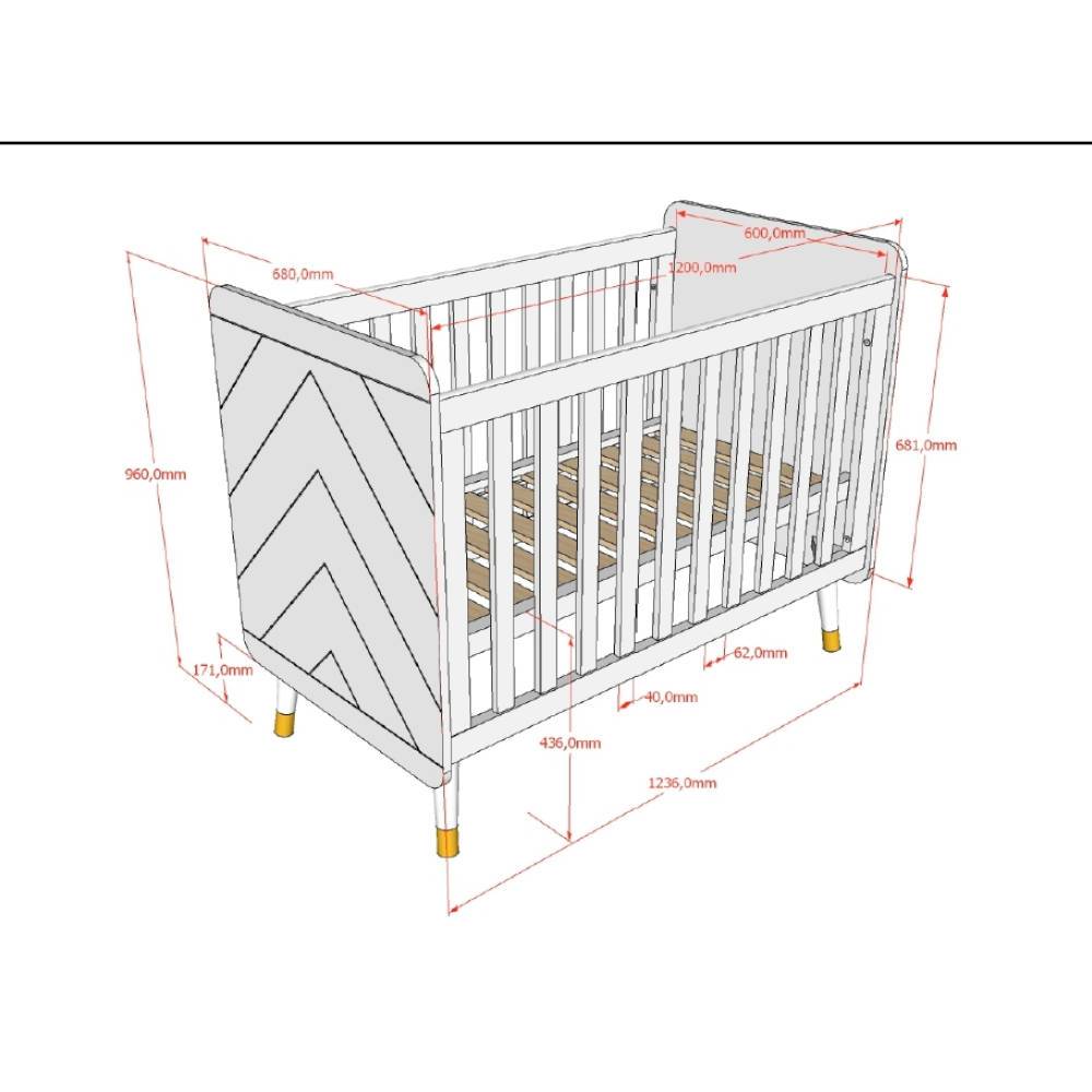 Babybett Canjan in Weiß Liegefläche höhenverstellbar