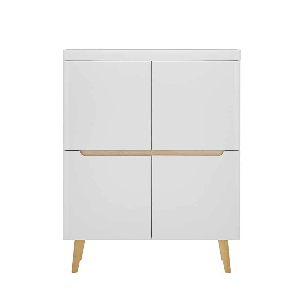 Skandi Design Highboard Jasturian in Weiß und Eichefarben