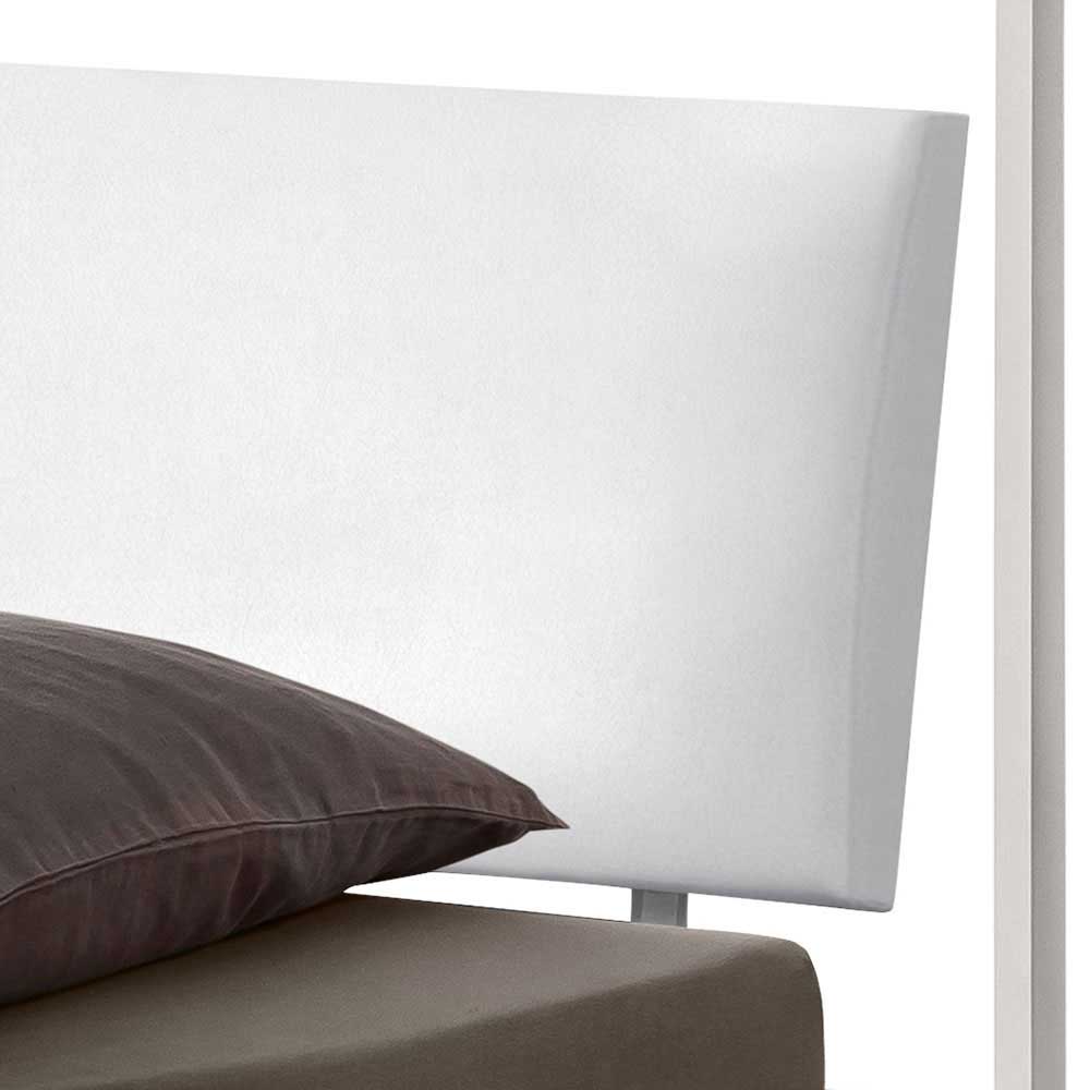 Modernes Himmelbett Sevensica in Eiche Bianco und Weiß mit Metallgestell