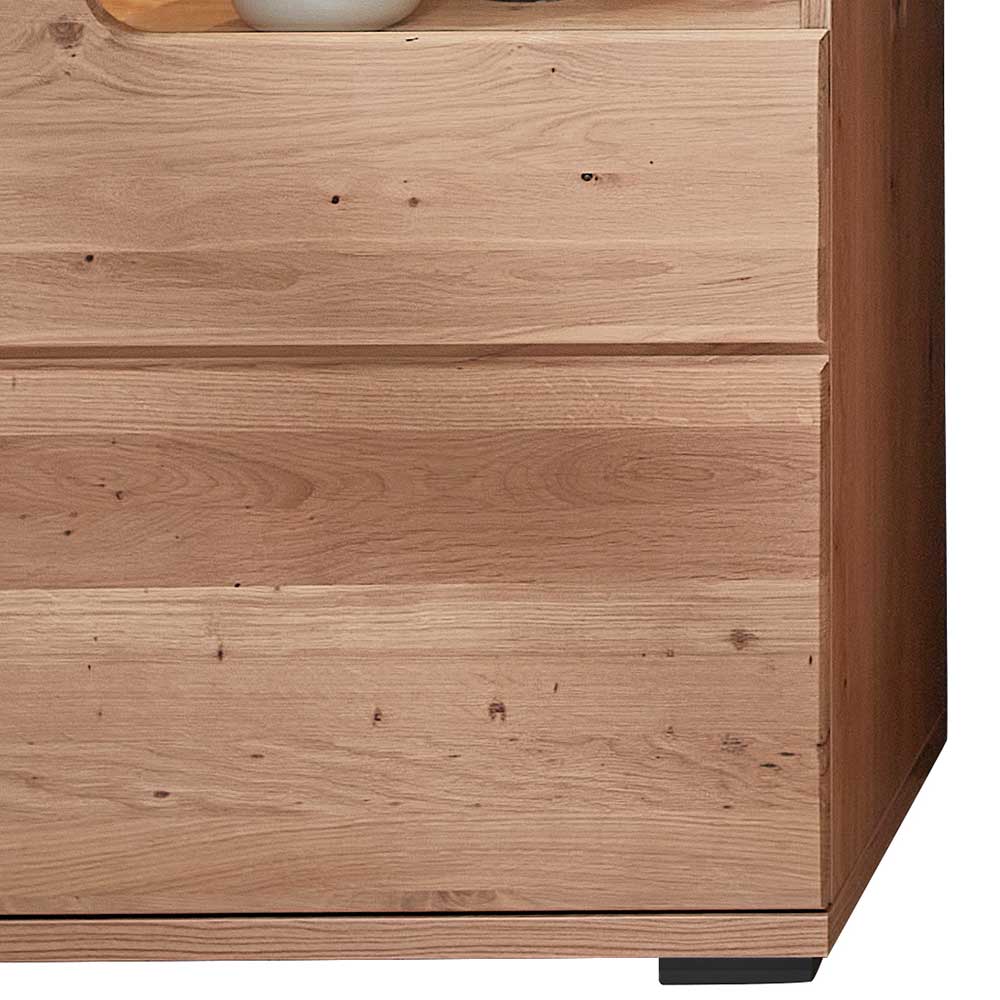 Wohnzimmervitrinenschrank Sebetino mit LED Beleuchtung 90 cm breit